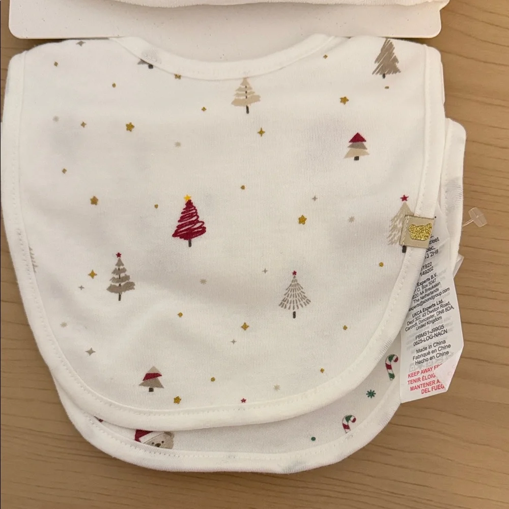 Christmas Bib Set - White and Gray